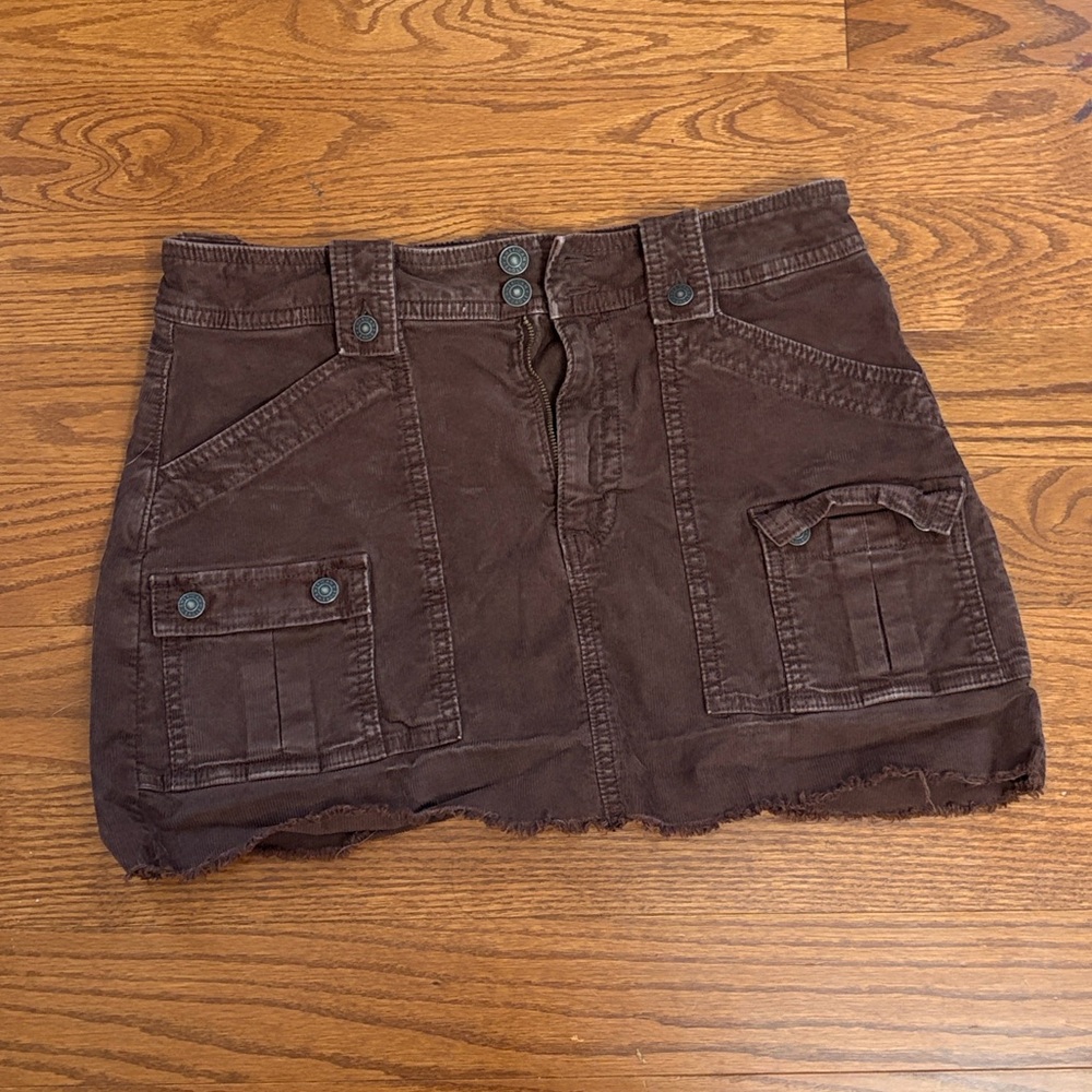 American Eagle Outfitters Chocolate Brown Corduroy Cargo Mini Skirt
